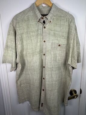 Woolrich Light Olive Button Down Shirt Men's XL Big Tall 100% Cotton Outdoor